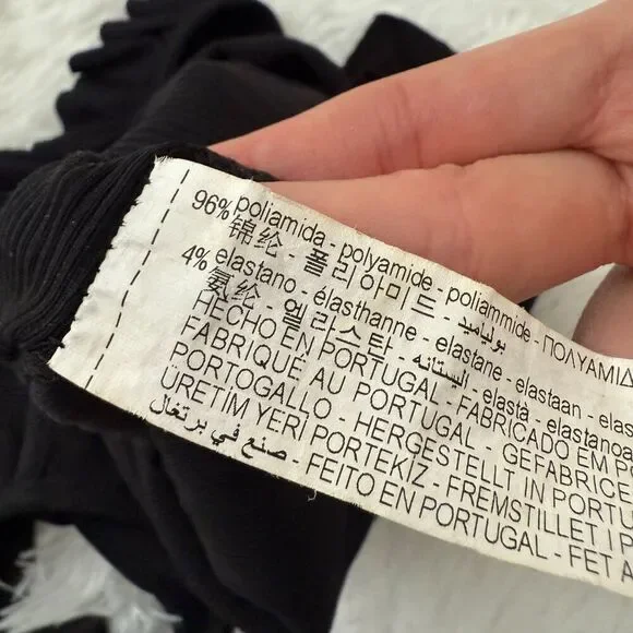 Women Zara Solid Ruched Crew Neck Bodysuit in Black Size Medium - Picture 8 of 8